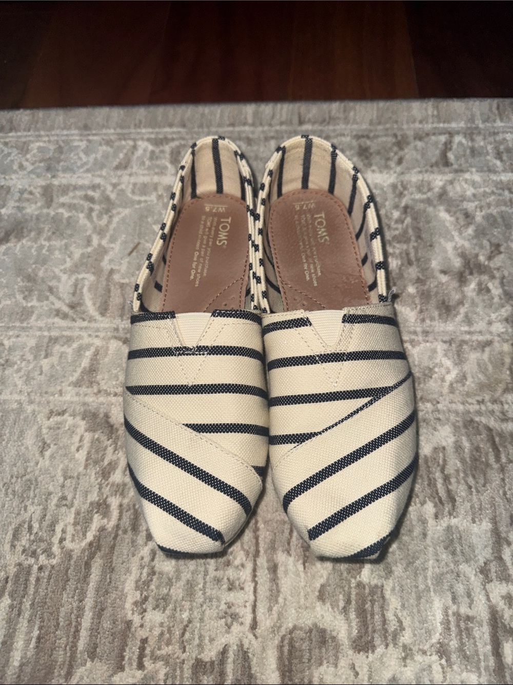 Toms Striped Canvas Slip-Ons in Cream and Navy